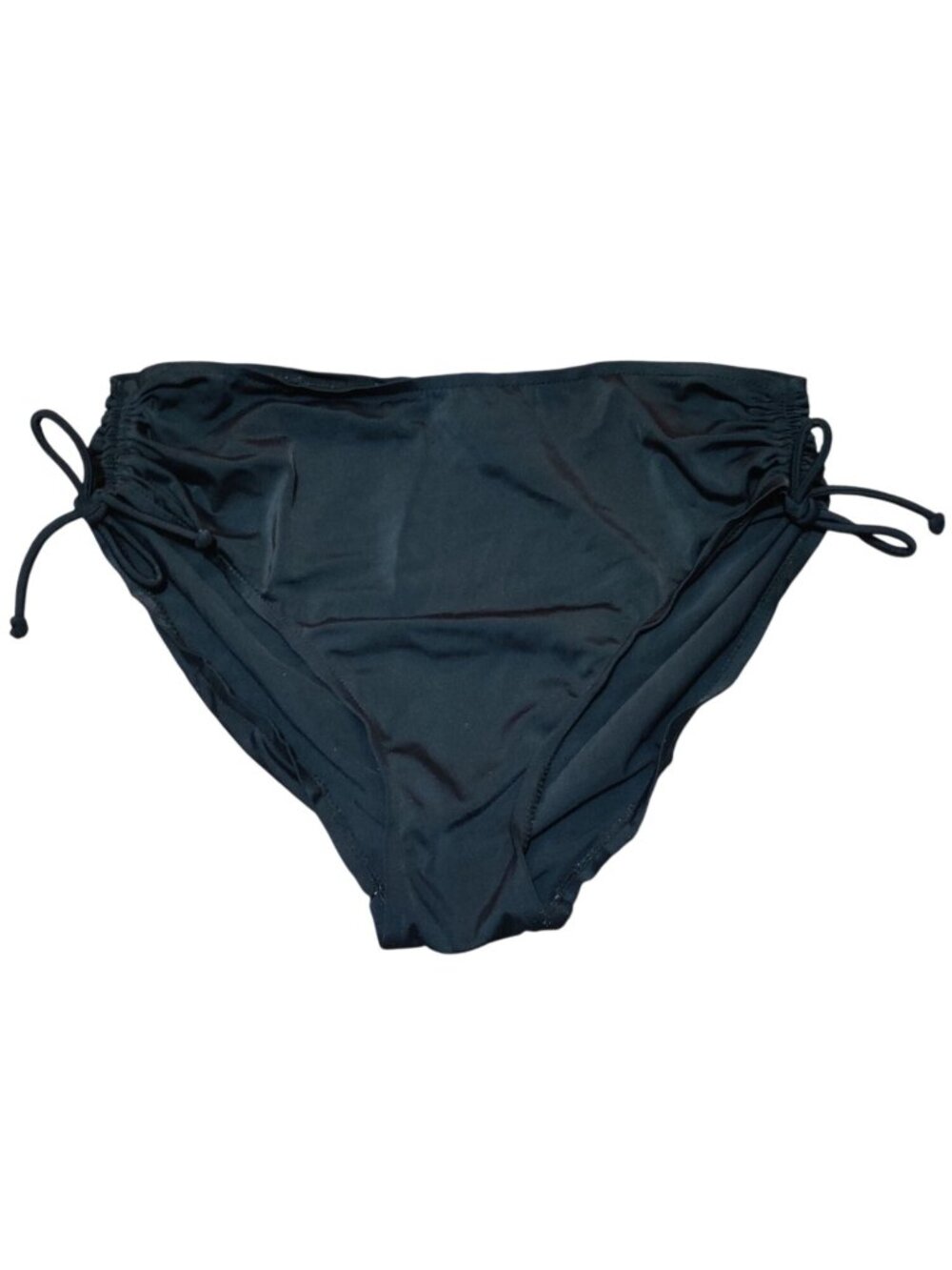 Swim Bottom Size 14 Black Ruched Side Tie Adjustable Full Coverage Bikini Pinup
